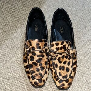 Zara women mohair Leopard Loafers